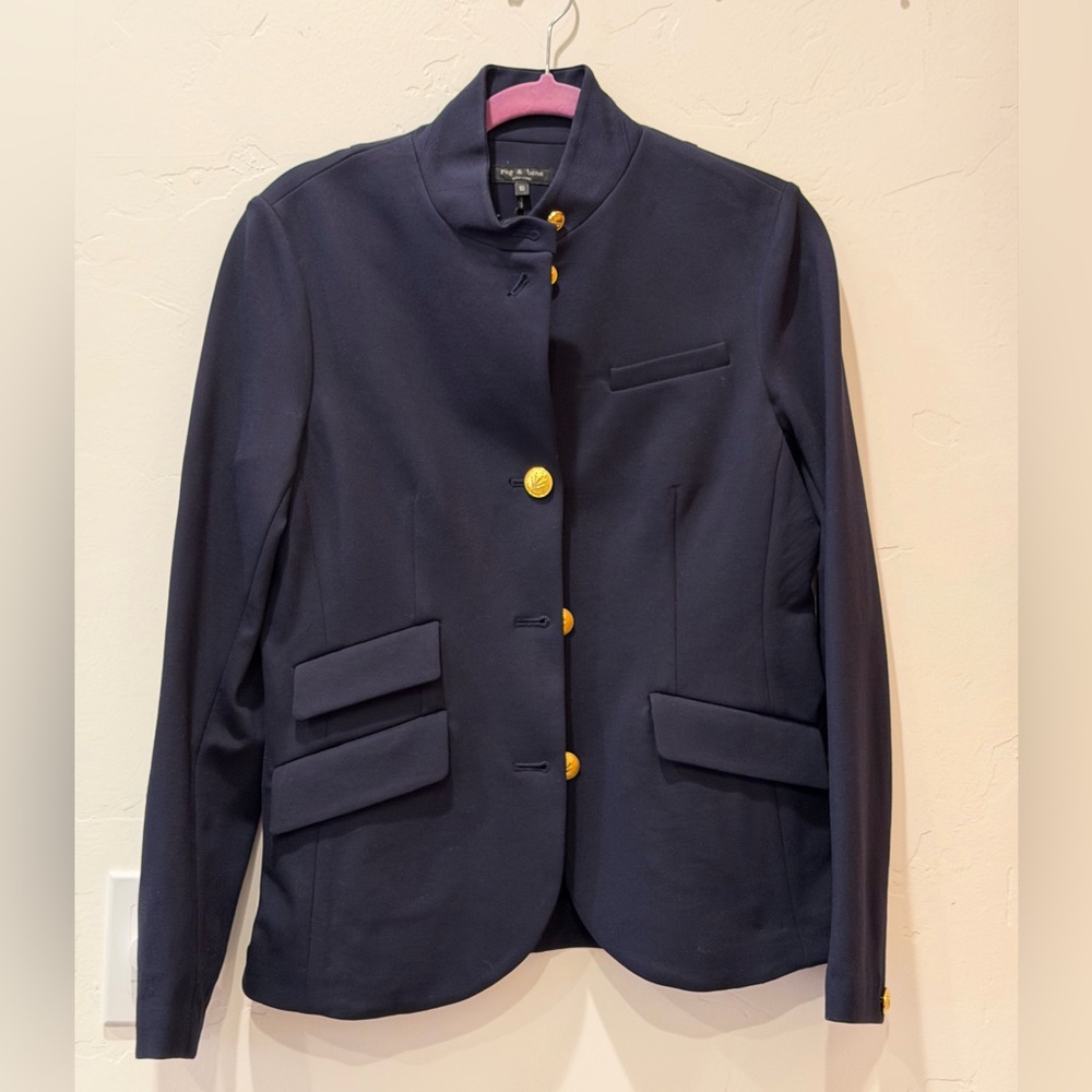 rag & bone Slade Dark Blue Blazer with Gold Accents